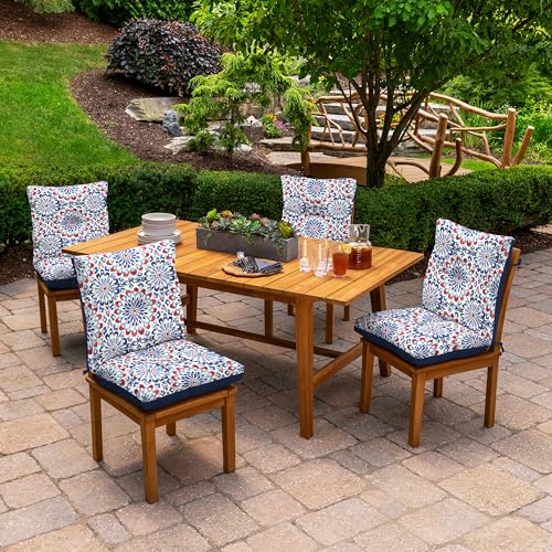 Arden Outdoor Plush Tufted Dining Chair Cushion, 21 x 40, Black Cabana Stripe I23003