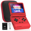 Powkiddy V90S Retro Handheld Console - 10,000+ Preloaded Games, Foldable Clamshell Design, 3.5" IPS Screen, 4-6 Hour Battery, Dual TF Slots (Transparent Black)