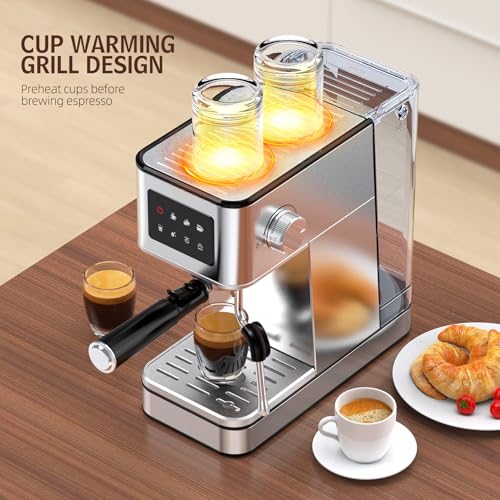 Espresso Machine with Milk Frother, 20 Bar, Stainless Steel G117