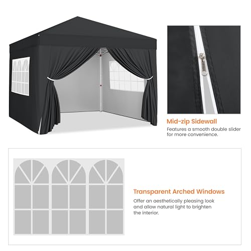 Yaheetech 10x10 Pop Up Canopy with 4 Removable Sidewalls, White F109731