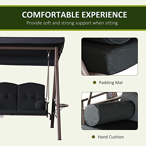 Outsunny 3-Seat Patio Swing Chair with Adjustable Canopy, Brown U4460