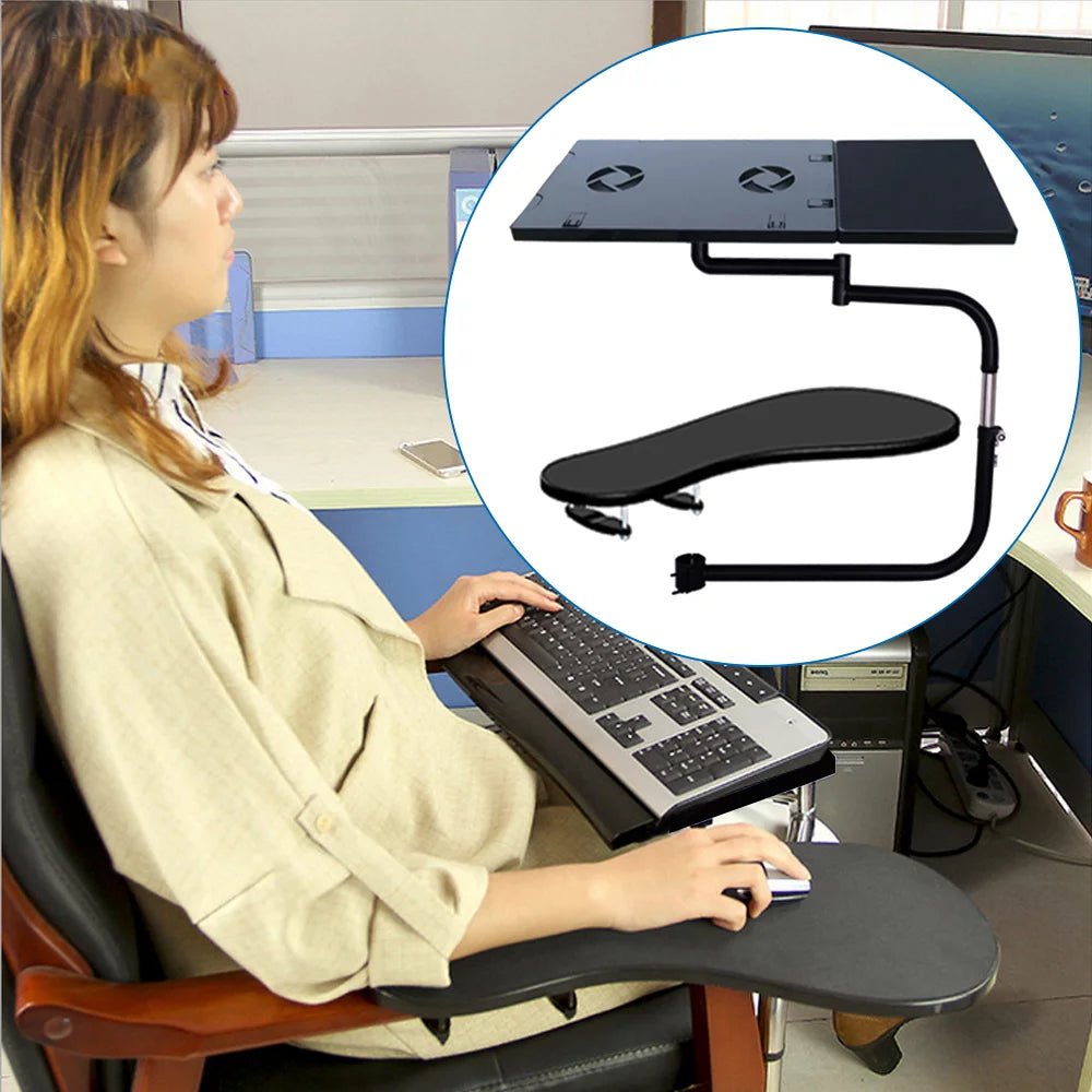 Anqidi Laptop Holder Motion Chair Leg Clamping Keyboard Tray with USB Fan and Mouse Mat G6275