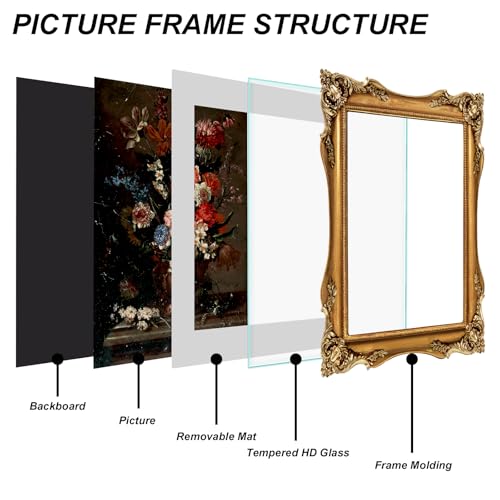 Black Vintage Picture Frame with Mat for 5x7 or 8x10 Photos E9622