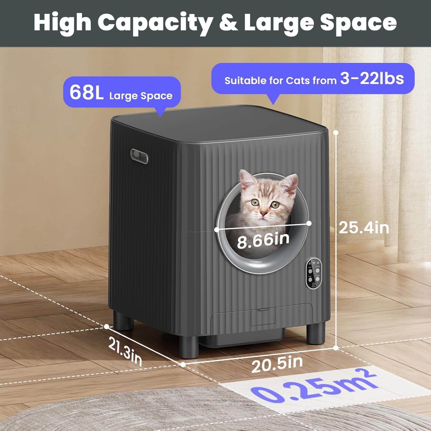 Charmkit Self Cleaning Cat Litter Box with APP Control, Black X403548
