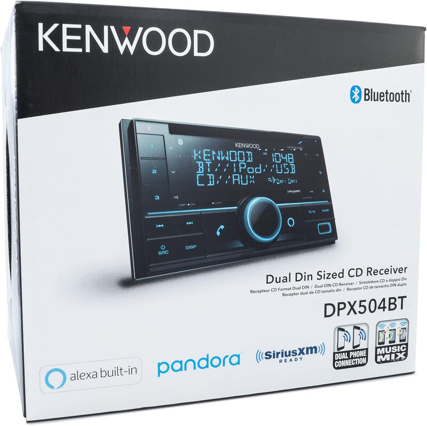 Kenwood DPX504BT Double DIN Car Stereo Receiver with Bluetooth and Alexa Voice Control X82891