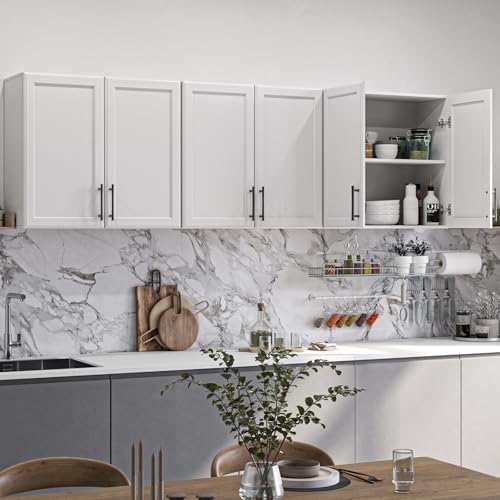Wall Storage Cabinet with Two Shaker Doors and Shelf, Grey, 24"W, 2 Pcs N34755