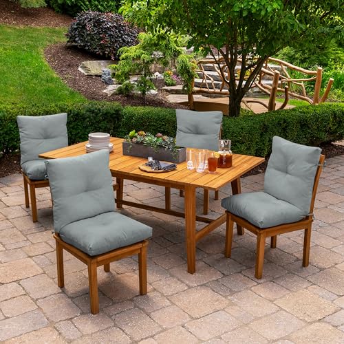 Arden Outdoor Plush Tufted Dining Chair Cushion, 21 x 40, Black Cabana Stripe I23003