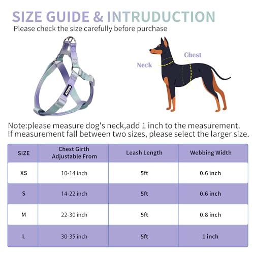 AIITLE Dog Harness Easy On Off Step in Adjustable with Leash for Medium Dogs Pink-Purple O515974