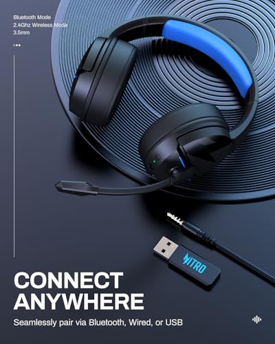 acer Wireless Gaming Headset for PS5, PC, Switch, Bluetooth 5.3, Noise Canceling Mic, Black X39806