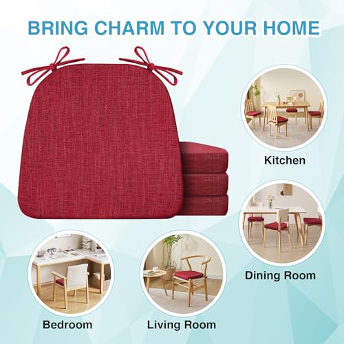 Chair Cushions for Dining Chairs Set of 4, Non Slip with Ties, Black H39445