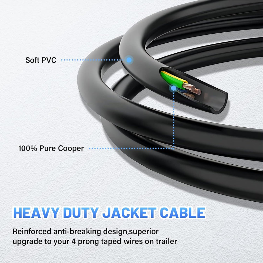 4 Pin Flat Trailer Extension Cable 48" 18AWG 4 Way Wiring Harness N924