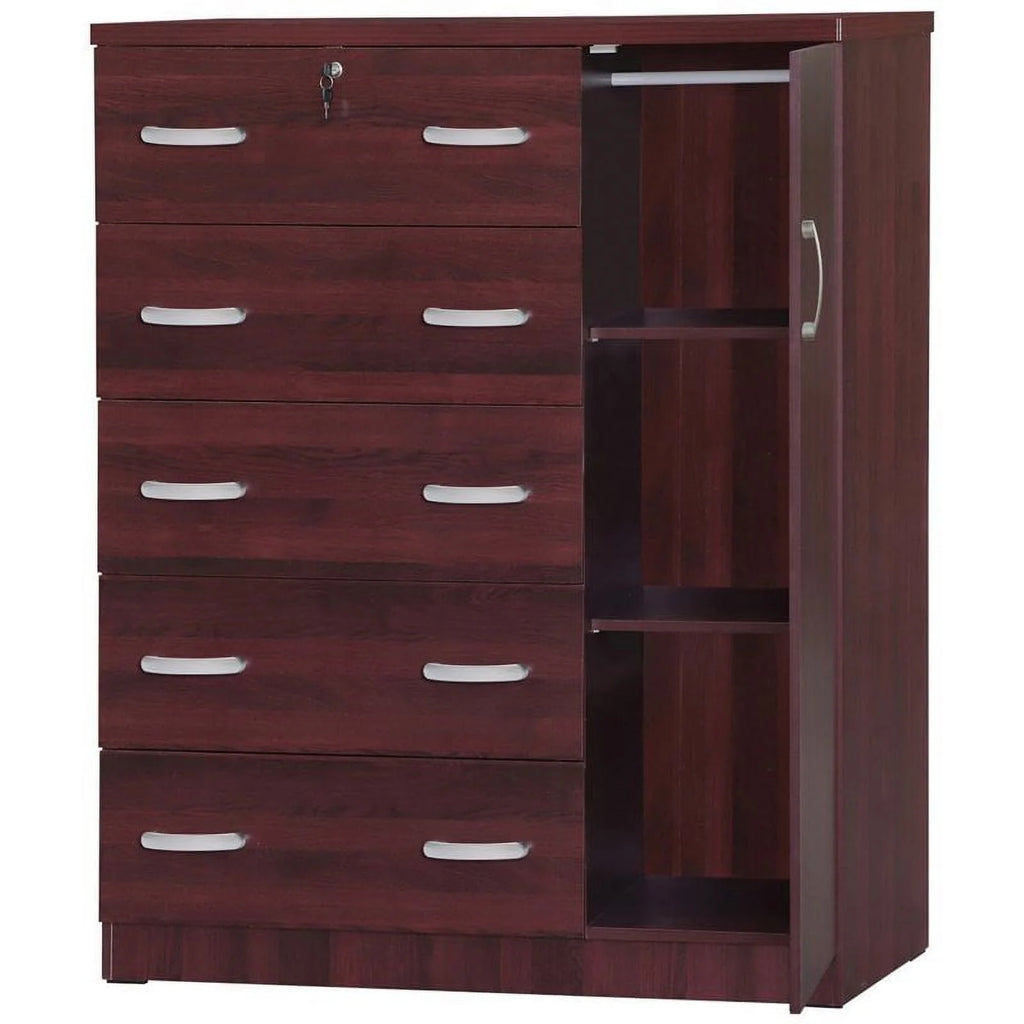 Home Square 3-Piece Queen Bedroom Set with Tall Chest, Wardrobe & Nightstand N72504