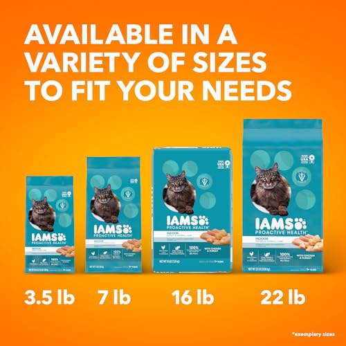 IAMS PROACTIVE HEALTH Adult Indoor Weight Control & Hairball Care Dry Cat Food with Chicken & Turkey, 7 lb. Bag G11740