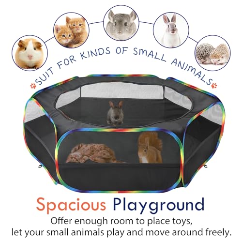 Pawaboo Small Animals Playpen, Waterproof Pet Cage Tent with Zippered Cover, Portable Outdoor Yard Fence, Green C9530