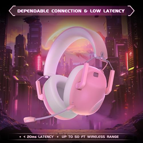 Wireless Gaming Headset with Noise Canceling Mic for PS5, PS4, PC, Switch - Black P129