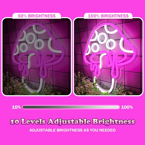 Mushroom Neon Sign Dimmable LED Night Light Wall Art for Bedroom Decor O27662
