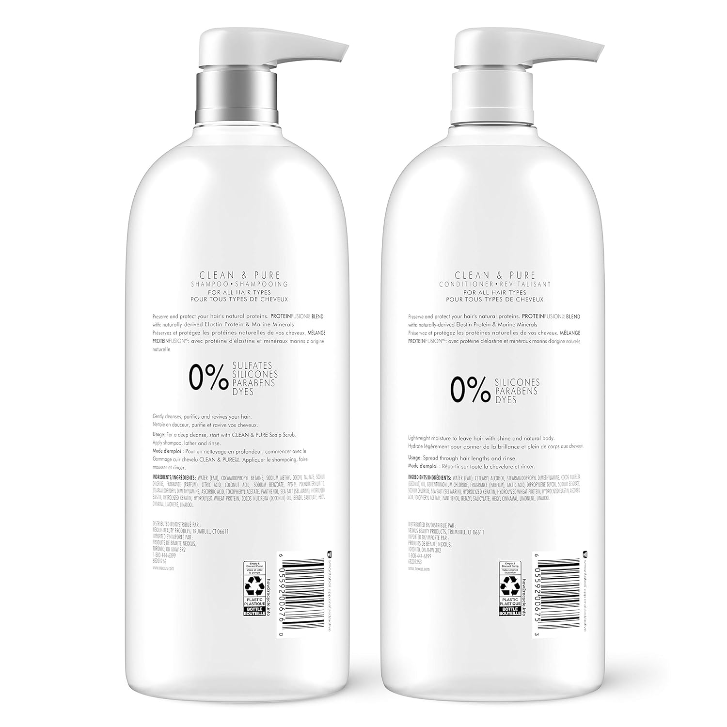 Nexxus Clean and Pure Clarifying Shampoo and Conditioner, 2-Pack, 33.8 oz G851