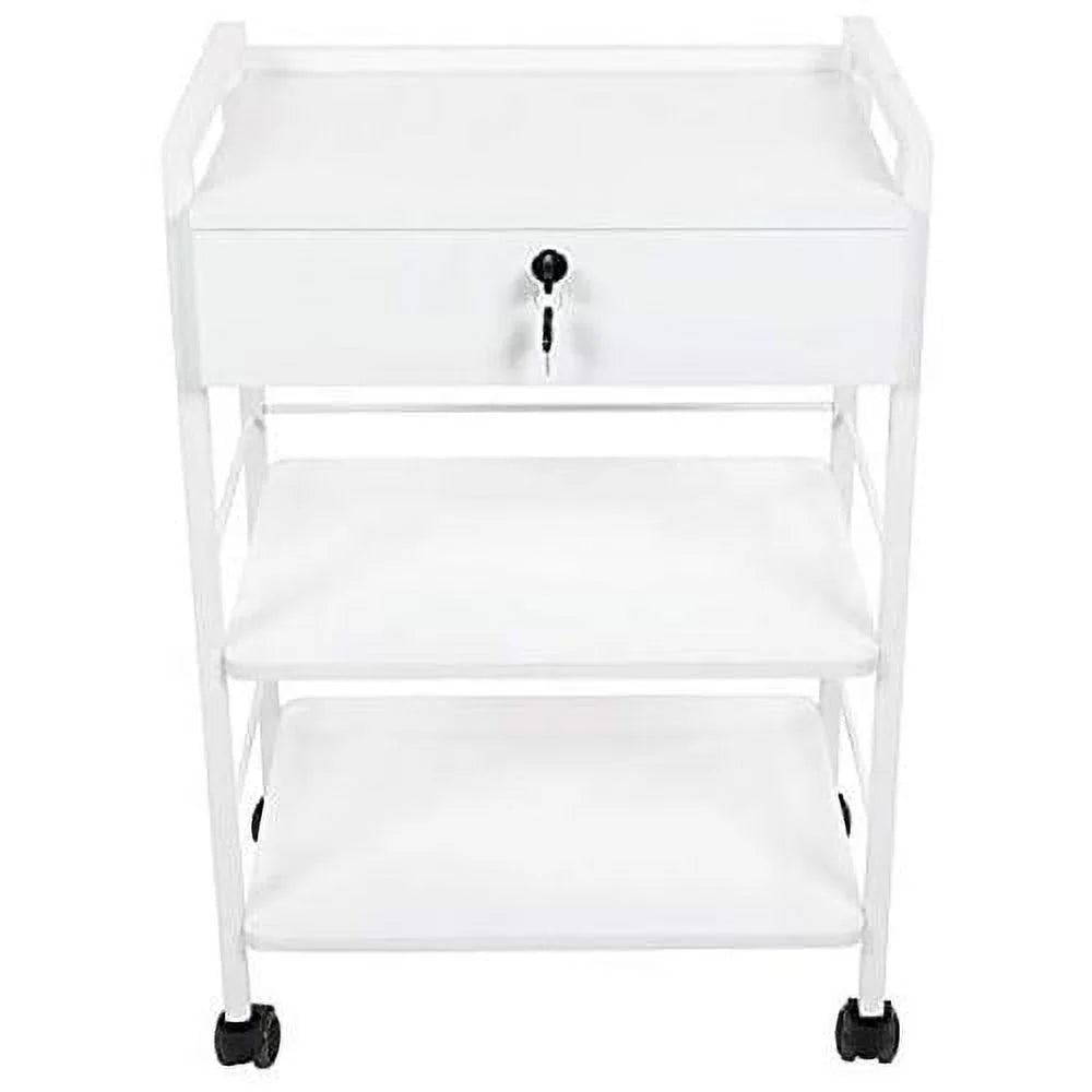 Pro Medical Dental Mobile Utility Cabinet Cart with Steel Frame and One Drawer L7394
