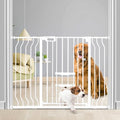 Newnice 2024 Baby Gate with Cat Door 29.9-48.8" Extra Wide, 33" Tall Dog Gate for The House Doorways Stairs, Auto Close Walk Thru Safety Gate with Small Pet Door, Pressure Mounted Child Gate,White