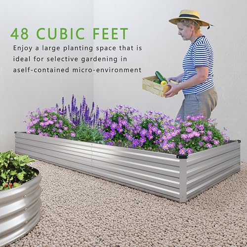 2PCS Galvanized Raised Garden Bed Kit, Metal Planter Box for Outdoor Planting Q36624