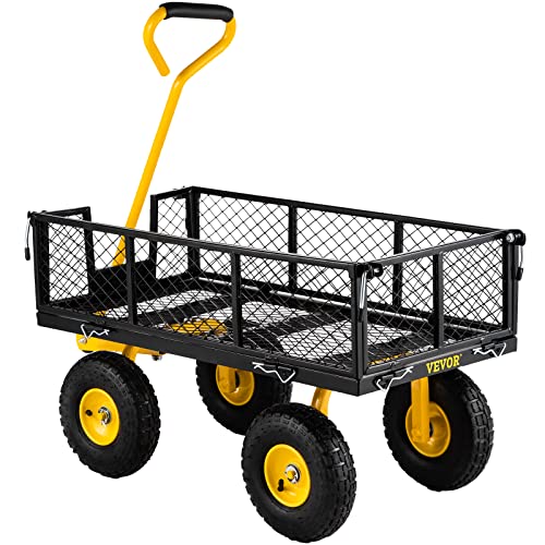 VEVOR 900 Lbs Heavy Duty Steel Garden Cart with 10" Tires and Removable Sides J262