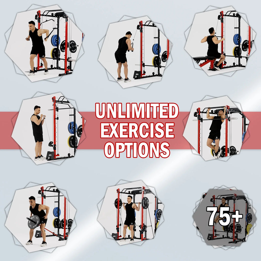 Mikolo Smith Machine Home Gym with 800 lbs Weight Bench Combo B9273