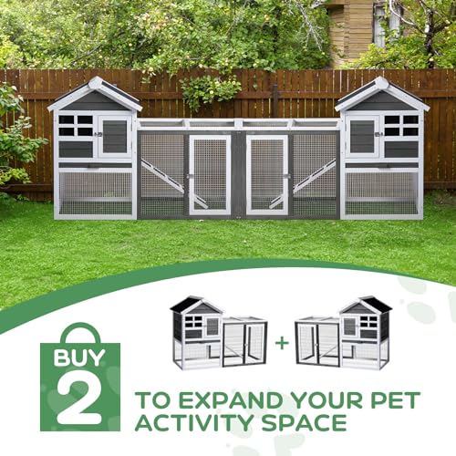 Rabbit Hutch 48" Wood Chicken Coop with Run, Guinea Pig Cage for Outdoor D43850