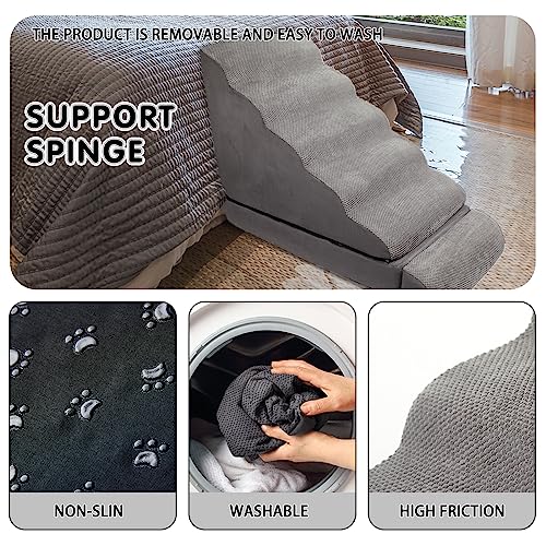 LitaiL 6 Step Foam Dog Stairs for High Beds 30-36 Inches, Non-Slip Pet Ramp for Large Dogs I40882