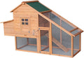 Outdoor Wooden Chicken Coop,Multi-Level Hen House, WaterproofPet Rabbit Hutch Chiken Coop Cage Hen House Poultry Cage with Ramps, Run, Nesting Box, Wire Fence (75‘’)