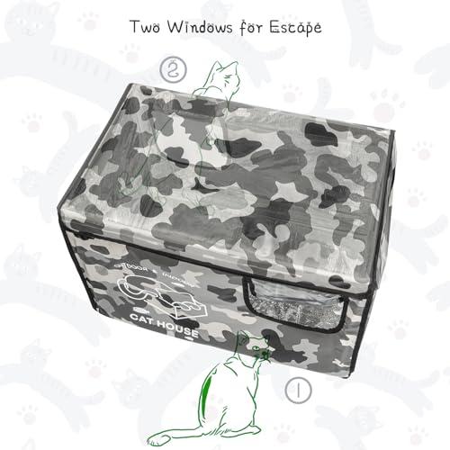 Cat House Outdoor Insulated Waterproof Feral Cat Shelter with Escape Door T566