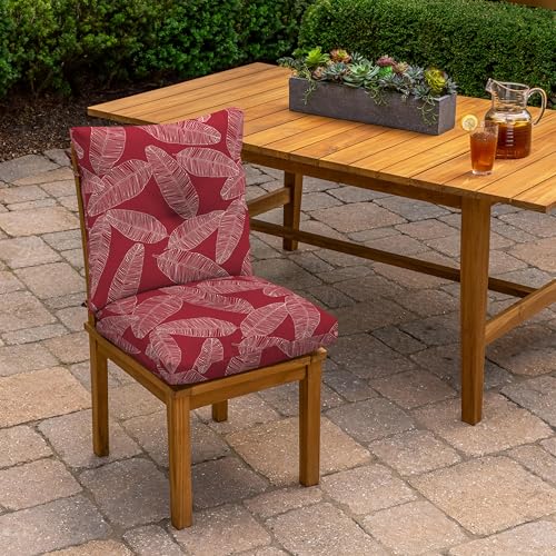 Arden Outdoor Plush Tufted Dining Chair Cushion, 21 x 40, Black Cabana Stripe I23003