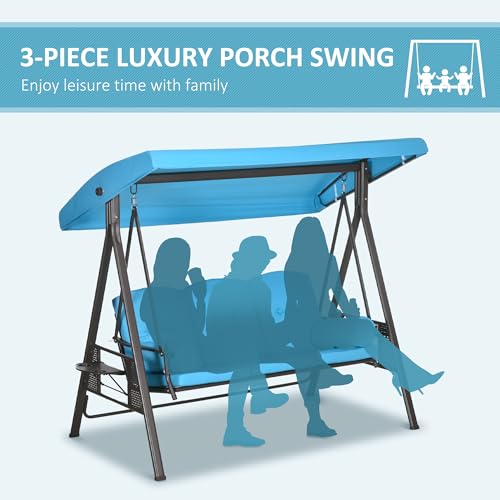 Outsunny 3-Seat Patio Swing Chair with Adjustable Canopy, Brown U4460