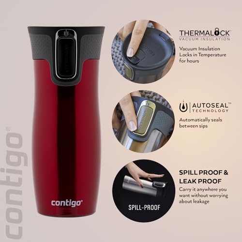 Contigo West Loop Autoseal Travel Mug, Stainless Steel, Leakproof W76171