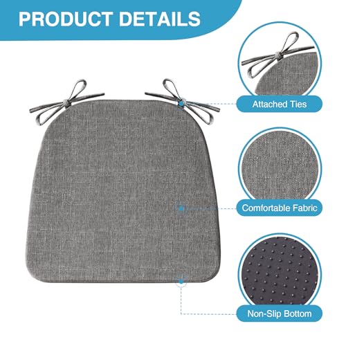Chair Cushions for Dining Chairs Set of 4, Non Slip with Ties, Black H39445