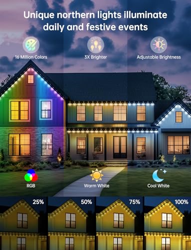 Permanent Outdoor Lights RGB+IC Christmas Eave Lights 30ft IP68 Waterproof O446