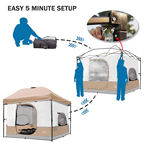 KAMPKEEPER Camping Inner Tent for 10x10 Straight Leg Canopy, Vented Roof, Khaki M60374