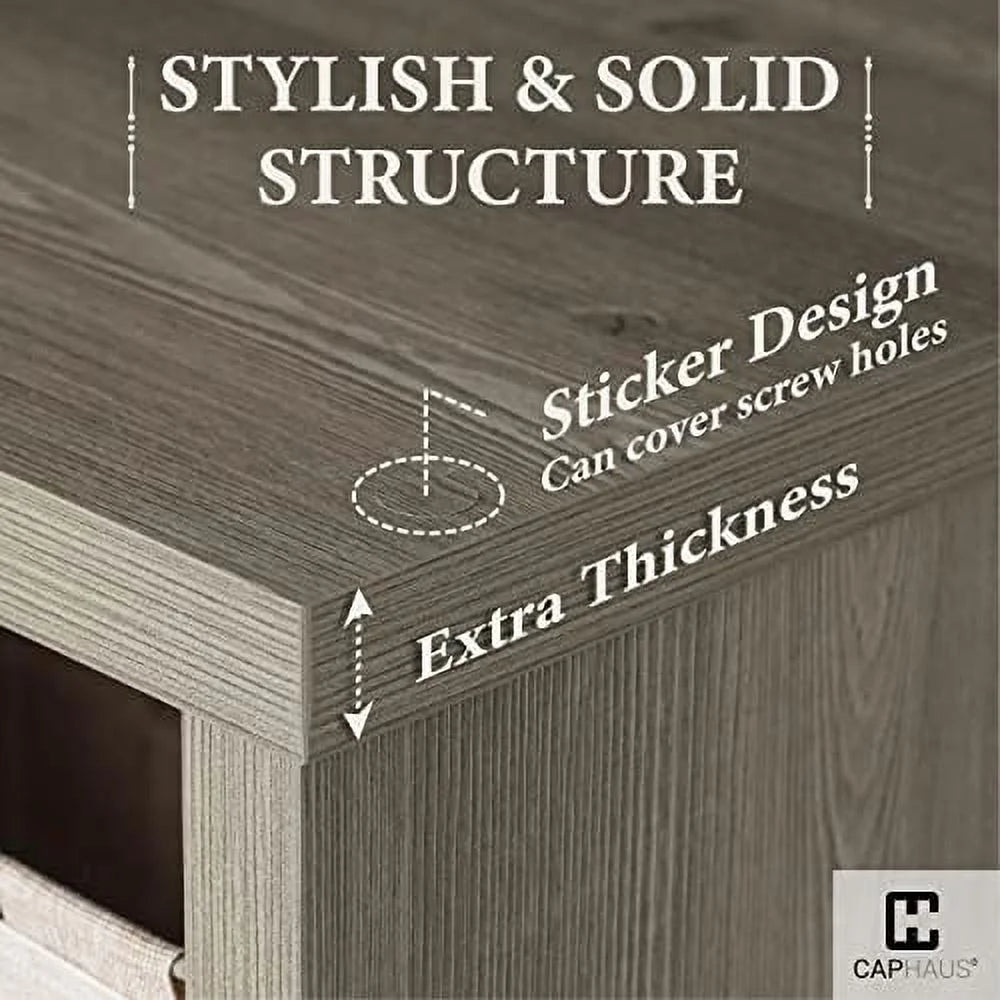 HOOMHIBIU 13-Inch Cube Organizer with Extra Thick Edge, Rustic Grey Oak and White P7187