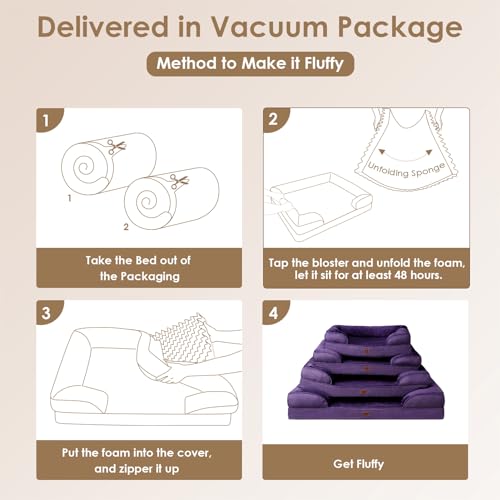 EHEYCIGA Orthopedic Dog Bed for Large Dogs, Waterproof Memory Foam, Grey J323