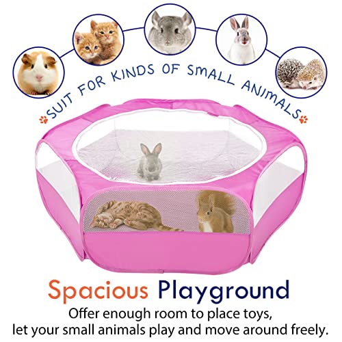 Pawaboo Small Animals Playpen, Waterproof Pet Cage Tent with Zippered Cover, Portable Outdoor Yard Fence, Green C9530
