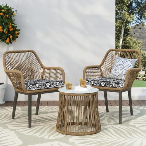 Favoyard Patio Chair Cushions 19 x 19 x 3 Inch Waterproof Outdoor Set of 2, Beige Q67095