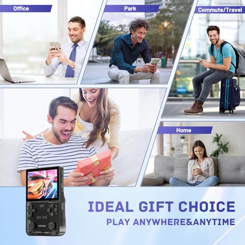 Kinhank K36 Retro Handheld Game Console with 9000+ Games, 64GB TF Card, 3.5 Inch IPS Screen (Black) U2328