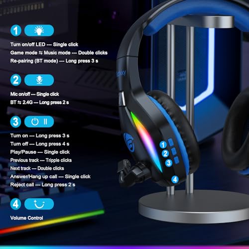 FC100 Wireless Gaming Headset with Microphone for PS5, PS4, PC, Mac, Switch P7184
