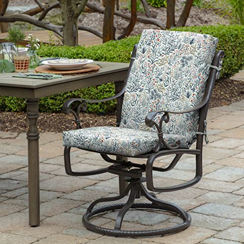 Arden Outdoor Dining Chair Cushion, 20 x 20, Rain-Proof, Peacock Blue Green Texture J4105