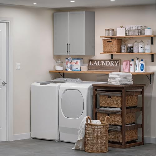 Wall Storage Cabinet with Two Shaker Doors and Shelf, Grey, 24"W, 2 Pcs N34755
