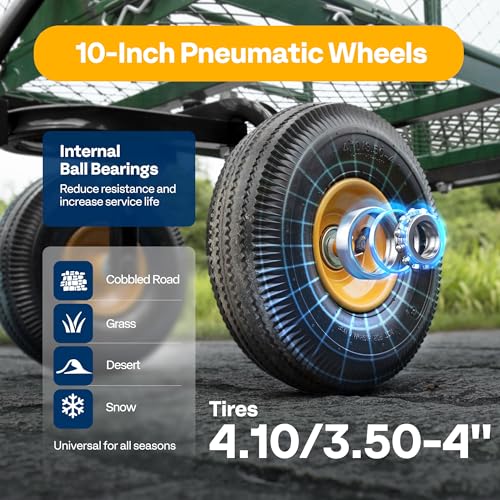 VIVOHOME Heavy Duty 880 Lbs Mesh Steel Folding Garden Cart Wagon with Removable Sides H820787