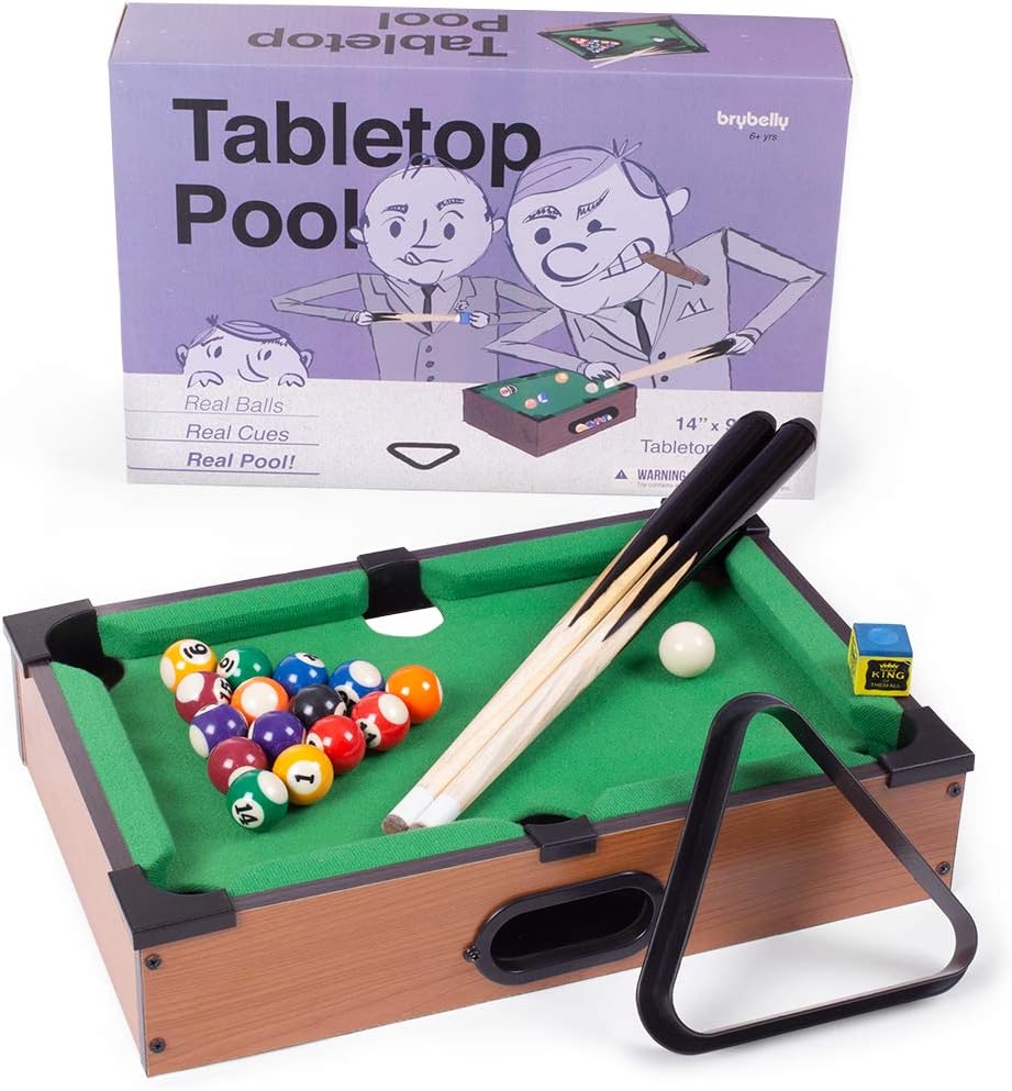Mini Table Top Pool Set with 2 Cue Sticks and 16 Balls Y388615