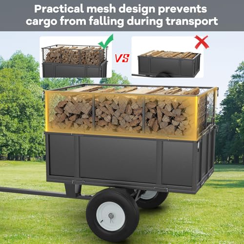 Heavy Duty Utility Trailer 750lbs Capacity 17 Cu. Ft. ATV Dump Trailer with Removable Sides Q9722