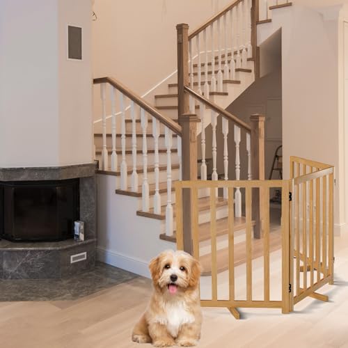 Foldable Dog Gate for Small Dogs, 3-Panel Freestanding Pet Safety Fence L174108