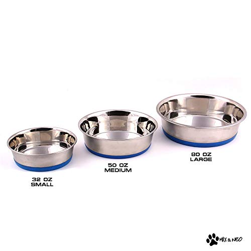 Max and Neo Heavyweight Stainless Steel Dog Bowl with Non-Skid Rubber Bottom H8177