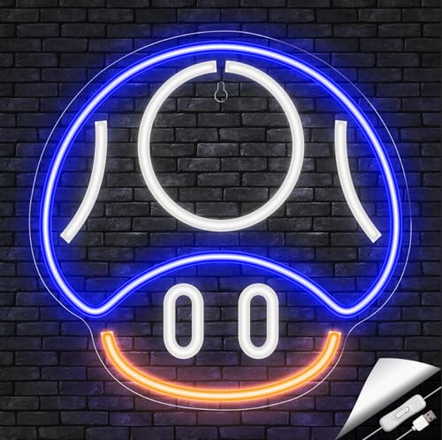 Kavaas Gaming Neon Sign Mushroom Wall Decor for Game Room, Red K6405